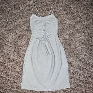 Lace up silver sparkly bodycon dress